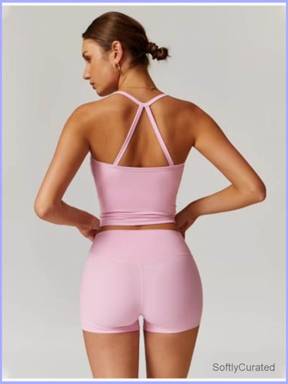 Two Piece Workout Set Tank Top High Waist Shorts Gym Yoga Activewear - Picture 3 of 7